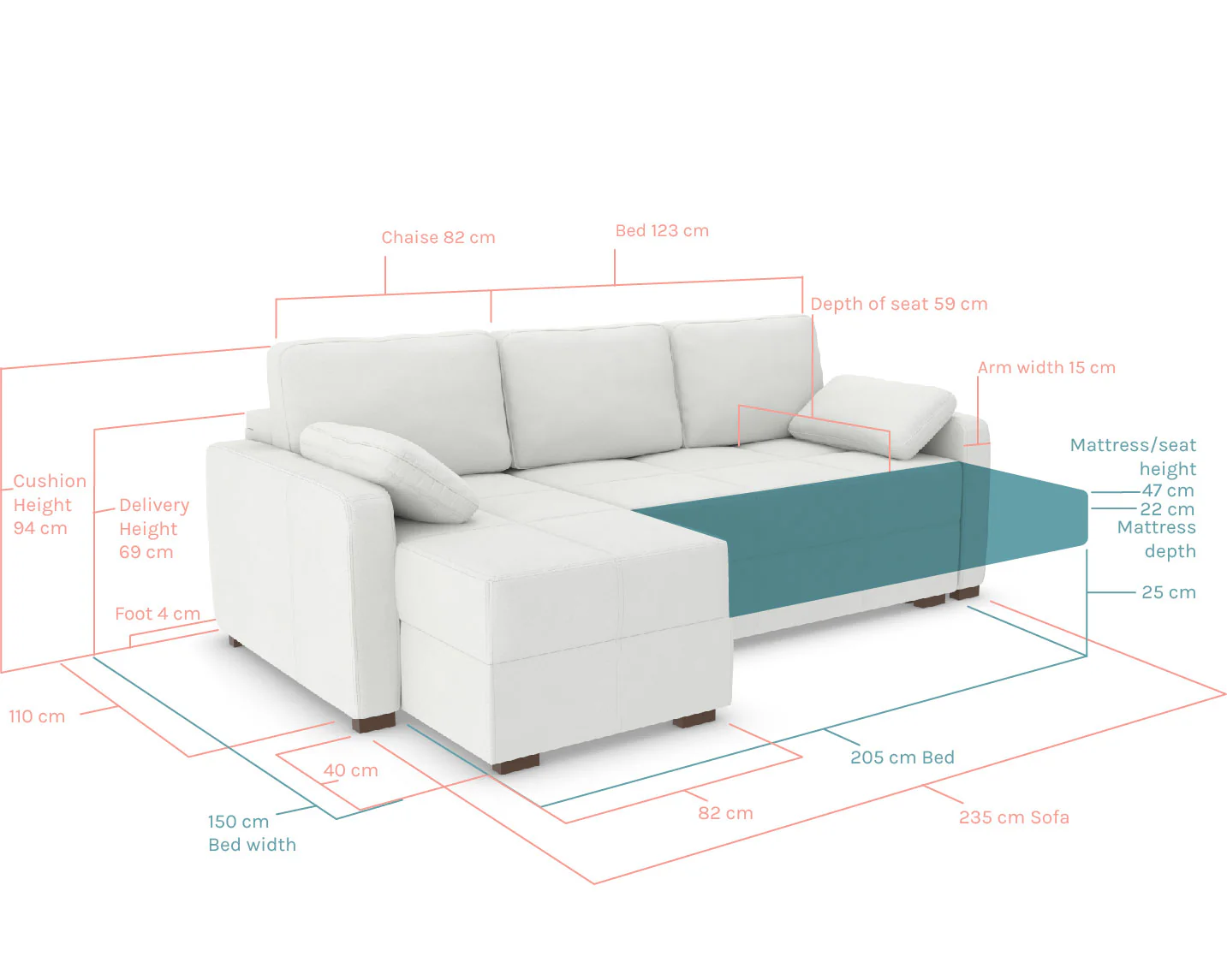 Charlie Corner Sofa Bed - LHF - Image 54
